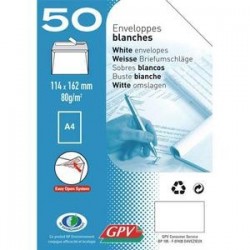 Enveloppes blanches - 80g - GPV - auto-adhésive - paquet de 50 - 110x220