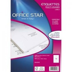 Boîte 2100 Etiquettes adhésives Blanches - 63,5X38,1mm - OS43435 - OFFICE STAR