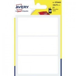 Sachet 21 Etiq. rect. Manuelles - 34x75mm - AVERY