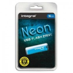 Clé USB - 2.0 - 16GO - NEON - Bleu - INTEGRAL