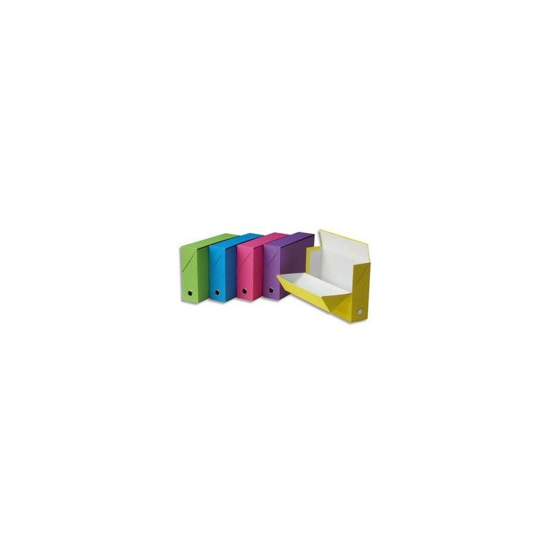 EXACOMPTA Boîte de transfert Salsa, carton fort recouvert papier, dos 9 cm, 34x25,5 cm, coloris assortis