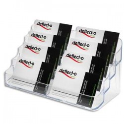 DEFLECTO Porte-cartes de visite 2x4 compartiments - Dimensions L20 x H9,9 x P9,2 cm coloris transparent