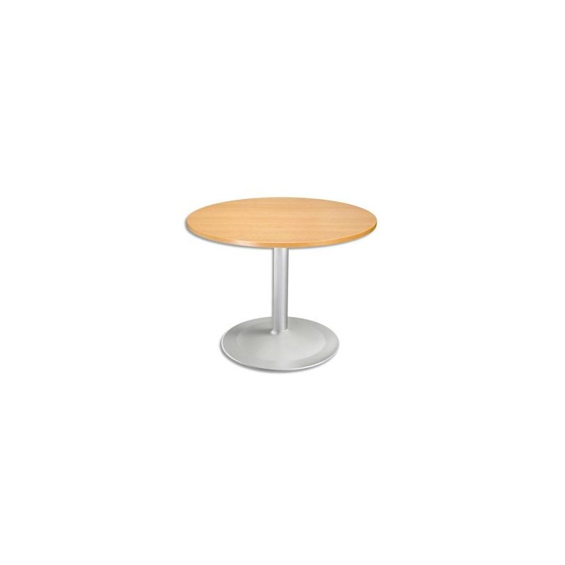 Table ronde D100 cm, épaisseur 2,5 cm - Pied Tulip D80 cm, hauteur cm hêtre aluminium