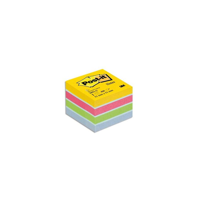 POST-IT Mini bloc cube 400 feuilles 5.1x5.1cm couleur ultra