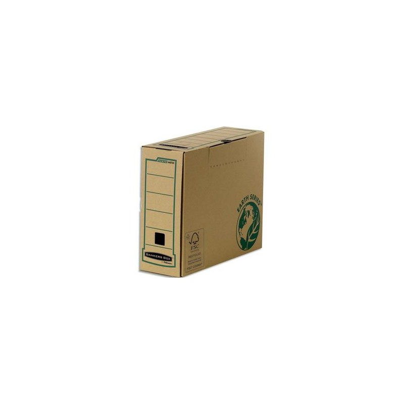 BANKERS BOX Boîte archives dos 10 cm EARTH SERIES. Montage manuel, carton recyclé kraft brun