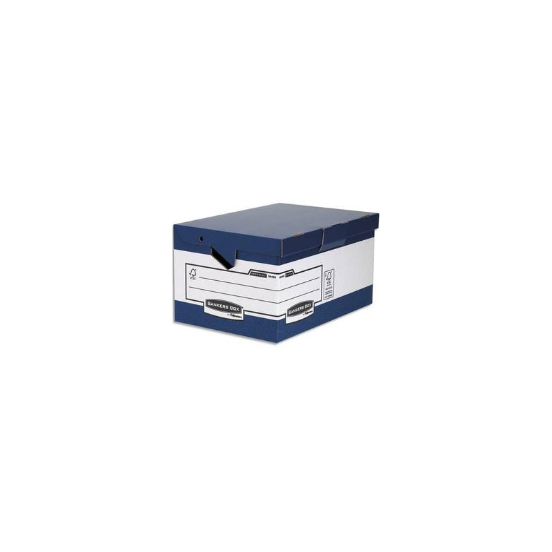 BANKERS BOX Conteneur Maxi HEAVY DUTY. Montage automatique. Carton blanc/bleu.