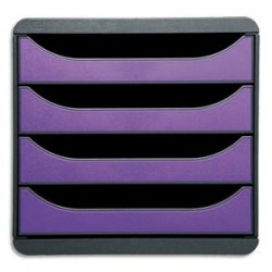 EXACOMPTA Module de classement BIG-BOX Classic 4 tiroirs - Dim. L27,8 x H26,7 x P34,7 cm violet