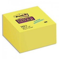 POST-IT Bloc cube 350 feuilles SUPER STICKY 7,6 x 7,6 cm jaune jonquille 2028S
