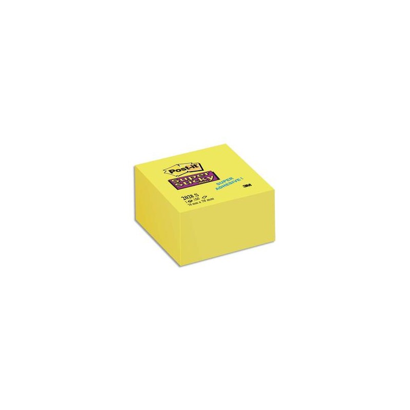 POST-IT Bloc cube 350 feuilles SUPER STICKY 7,6 x 7,6 cm jaune jonquille 2028S