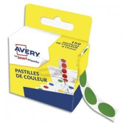 AVERY Boîte distributrice de 150 pastilles adhésives Ø15 mm. Coloris vert.