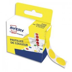 AVERY Boîte distributrice de 150 pastilles adhésives Ø15 mm. Coloris jaune.