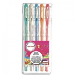 UNIBALL Pochette de 5 stylos bille à encre gel Top lights, couleurs pastelles assorties UM120AC-5
