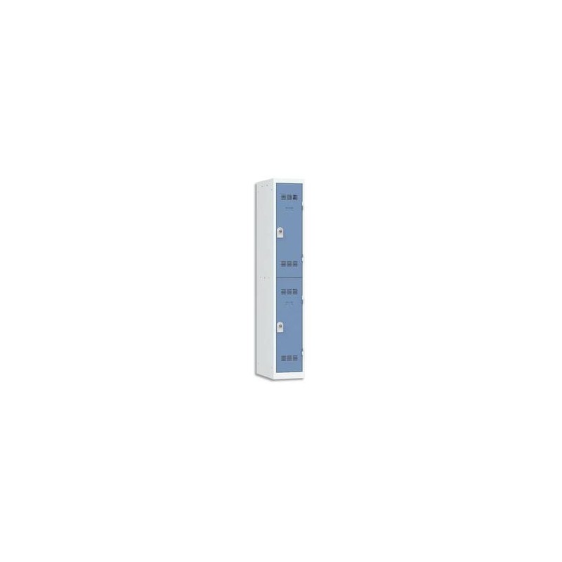 VINCO Vestiaire 2 Cases + 1 Colonne - Dimensions : L30 x H180 x P50 cm gris perle bleu