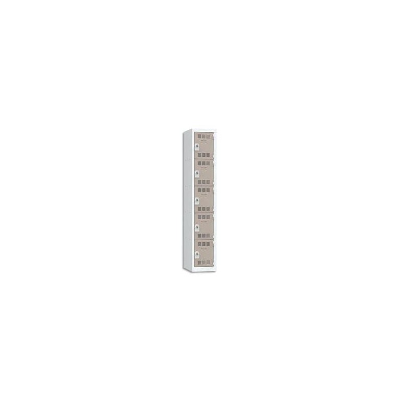 VINCO Vestiaire 5 Cases + 1 Colonne - Dimensions : L30 x H180 x P50 cm gris perle basalte