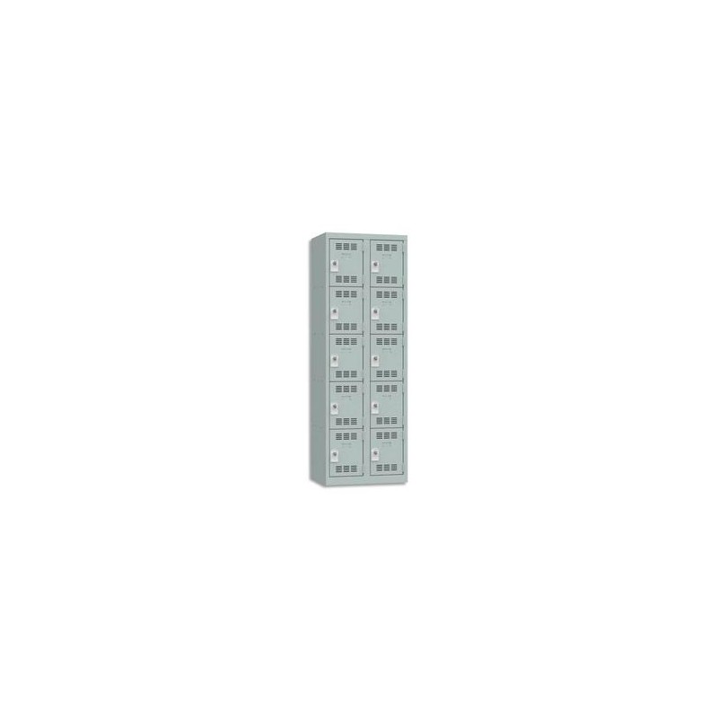 VINCO Vestiaire 5 Cases + 2 Colonnes - Dimensions : L60 x H180 x P50 cm gris perle
