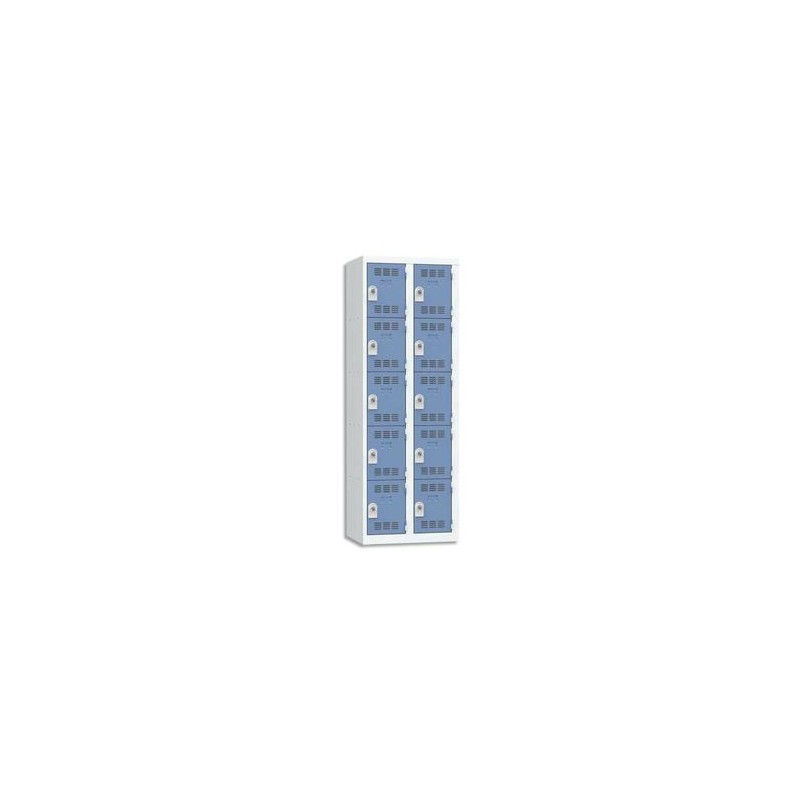 VINCO Vestiaire 5 Cases + 2 Colonnes - Dimensions : L60 x H180 x P50 cm gris perle bleu