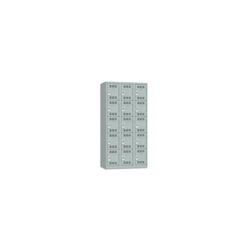 VINCO Vestiaire 5 Cases + 3 Colonnes - Dimensions : L90 x H180 x P50 cm gris perle