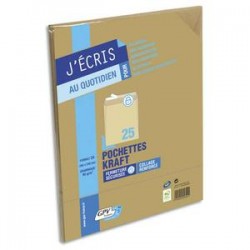 GPV Paquet de 25 pochettes kraft brun auto-adhésives 90g format 24 260 x 330 mm