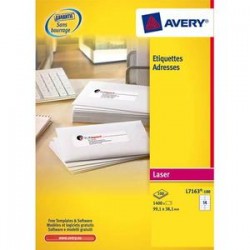 AVERY Boîte de 1400 étiquettes laser blanc 99,1X38,1mm L7163-100