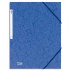 ELBA Chemise 3 rabats et élastique Eurofolio en carte lustrée 5/10e bleu