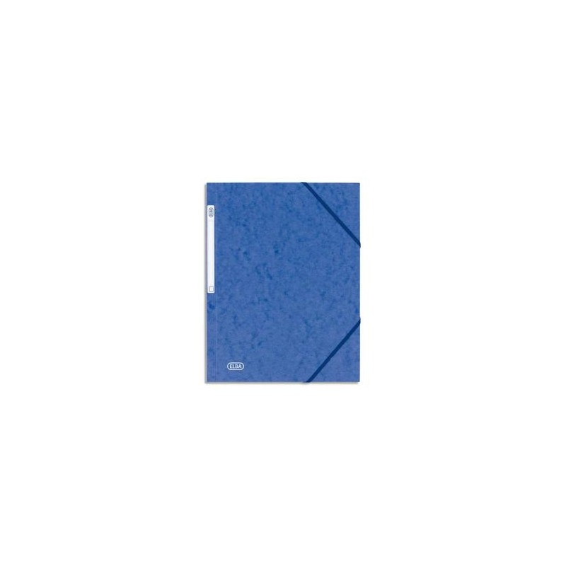 ELBA Chemise 3 rabats et élastique Eurofolio en carte lustrée 5/10e bleu