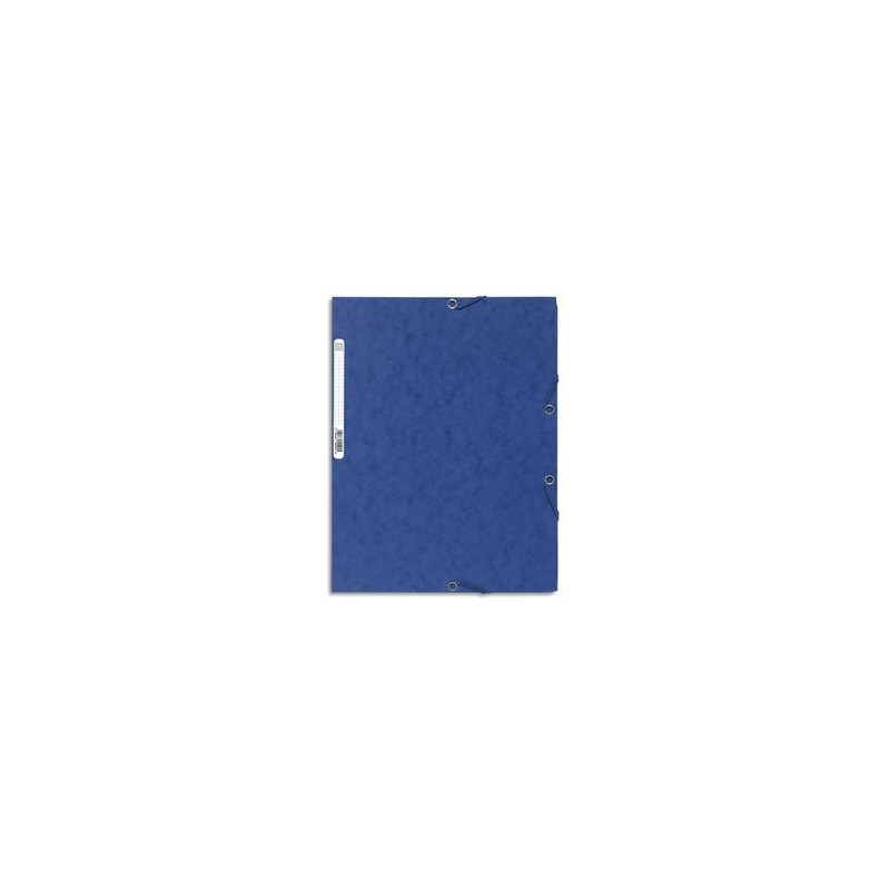 EXACOMPTA Chemise 3 rabats et élastique , en carte lustrée 5/10e, 400gr. Format 24x32cm. Coloris bleu.