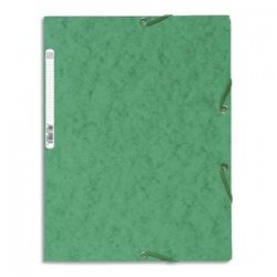 EXACOMPTA Chemise 3 rabats/ élastique , carte lustrée 5/10e, 400gr. Format 24x32cm. Coloris vert.