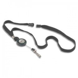 DURABLE Boîte de 10 lacets textile noir avec enrouleur équipés d'un cordon de 60cm