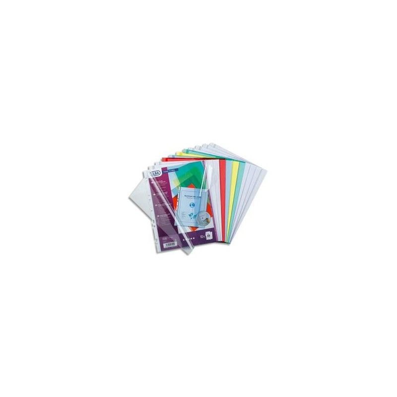 ELBA Sachet de 10 pochettes-chemise en PVC 18/100, ouverture médiane. Format A4, 9 trous. Incolore. ELBA Sachet de 10 pochettes-chemise en PVC 18/100, ouverture médiane. Format A4, 9 trous. Incolore.