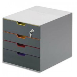 DURABLE Module de classement Varicolor Safe avec serrure à clé, 4 tiroirs. Dim. L28 x H29,2 x P35,6 cm