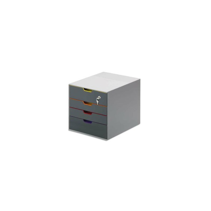 DURABLE Module de classement Varicolor Safe avec serrure à clé, 4 tiroirs. Dim. L28 x H29,2 x P35,6 cm