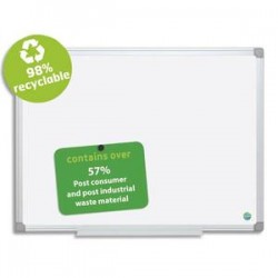 BI-OFFICE Tableau blanc émaillé recyclable cadre alu 60x90 cm