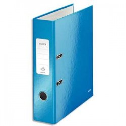 LEITZ Classeur à levier 180° WOW en carton pelliculé, dos 8 cm, coloris bleu
