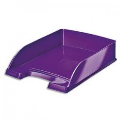 LEITZ Corbeille à courrier Wow violette - Dimensions : L25,5 x H7 x P35,7 cm