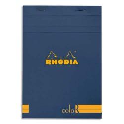 RHODIA Bloc "coloR" agrafé en-tête 14,8x21 (n°16) 140 pages lignées. Couverture rembordée saphir