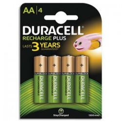 DURACELL Blister de 4 accus rechargeables 1,2V AA HR6 1300mAh 05000394044982