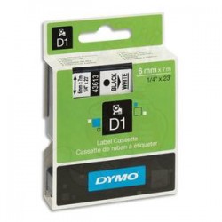 DYMO Ruban D1 noir/BLANC 6MMX7M pour 1000/1000+/2000/3500/4500/5000/5501 S0720780