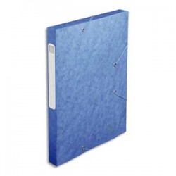 EXACOMPTA Chemise 3 rabats et élastique Exatobox dos de 3 cm, en carte lustrée 5/10e bleu