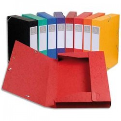 EXACOMPTA Chemise 3 rabats et élastique Exatobox dos de 3 cm, en carte lustrée 5/10e coloris assortis