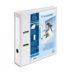 EXACOMPTA Classeur à levier personnalisable 1 face KREACOVER en pvc opaque dos 70mm avec étiquette, blanc