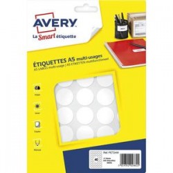 AVERY Sachet de 640 pastilles Ø24 mm. Imprimables. Coloris blanc.