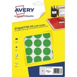 AVERY Sachet de 400 pastilles Ø24 mm. Imprimables. Coloris vert.