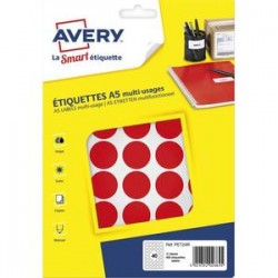 AVERY Sachet de 400 pastilles Ø24 mm. Imprimables. Coloris rouge.