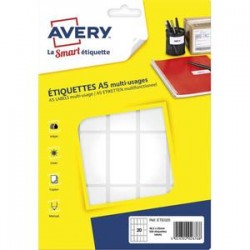 AVERY Sachet de 320 étiquettes multi-usage blanches 48,5 x 25 mm. Planche format A5. ETE020