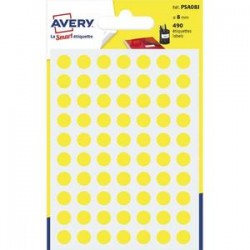 AVERY Sachet de 490 pastilles Ø8 mm. Ecriture manuelle. Coloris jaune.