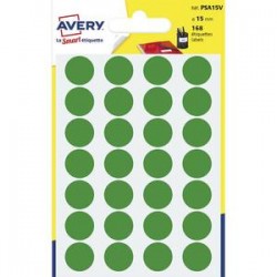 AVERY Sachet de 168 pastilles Ø15 mm. Ecriture manuelle. Coloris vert.