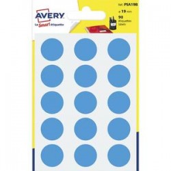 AVERY Sachet de 90 pastilles Ø19 mm. Ecriture manuelle. Coloris bleu.