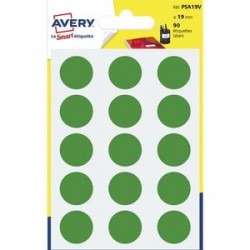 AVERY Sachet de 90 pastilles Ø19 mm. Ecriture manuelle. Coloris vert.