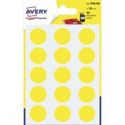 AVERY Sachet de 90 pastilles Ø19 mm. Ecriture manuelle. Coloris jaune.