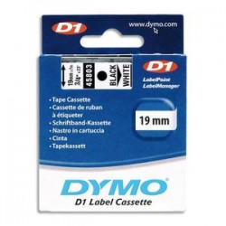 DYMO Ruban D1 noir/transparent 19MMX7M pour 1000/1000+/2000/3500/4500/5000/5521